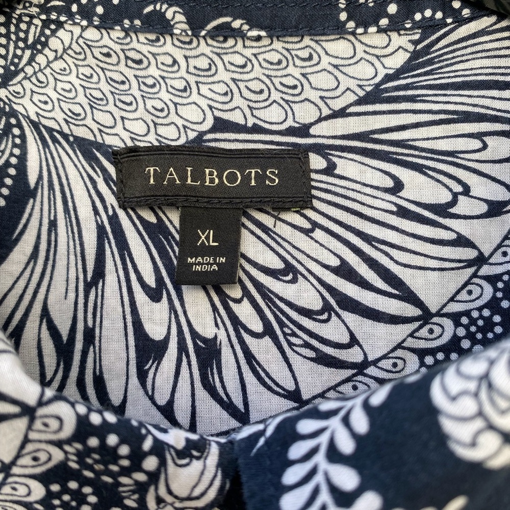 Talbots  navy/white paisley print  cotton lawn  tunic  size xl - Picture 3 of 4
